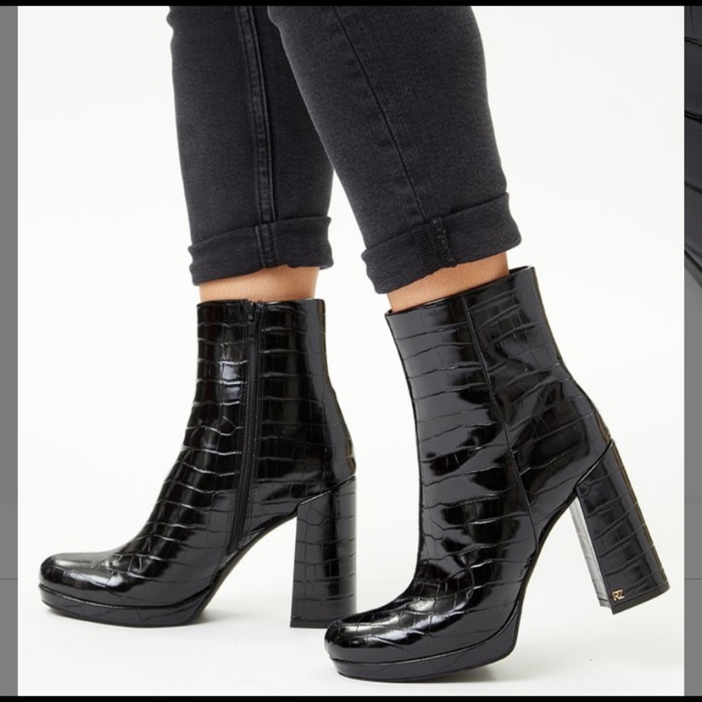 New! Rachel Zoe Croc Embossed Maya Platform Boots